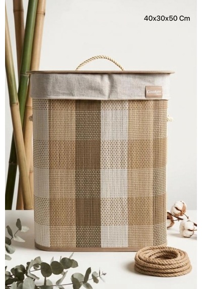 Cooker Dikdörtgen Çamaşır Sepeti 40x30x50 Cm Kahverengi