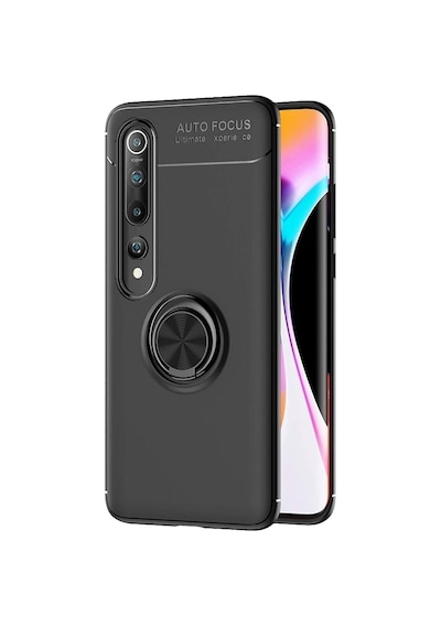 Xiaomi Mi 10 Yüzüklü Power Silikon Kılıf Siyah