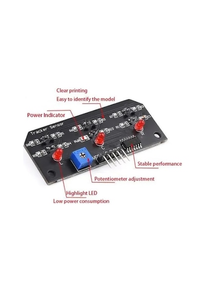 Dc 5v 3 Kanal Tcrt5000 Kızılötesi Çizgi İzleyen Sensör Kartı Çizgi Takip Sensör Modülü Mesafe Ayarlı Potlu 3'lü Çizgi İzleme Kartı 5 Pin