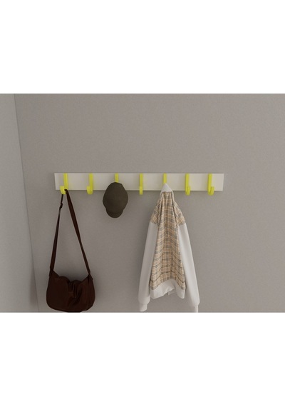Hepsi3boyutlu Modern Duvar & Kapı Baston Askılık - 7 Adet Sarı J Askılık - Model No : 6 Sarı