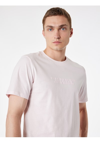 Koton Regular Fit Kısa Kollu Bisiklet Yaka Baskılı Tişört Pembe 6sam10433mk Gülkurusu
