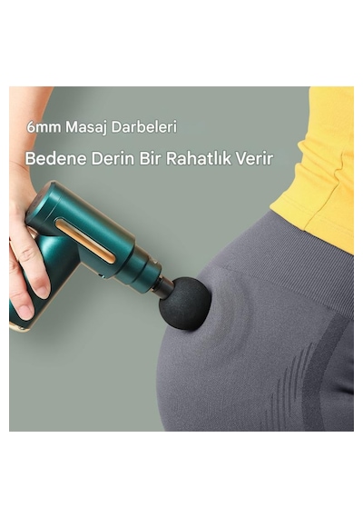Yumax 6 Kademeli Masaj Tabancası Derin Doku Kas Gevşetici 4 Başlıklı Sessiz 1800 Mah Şarjlı Çok Renkli