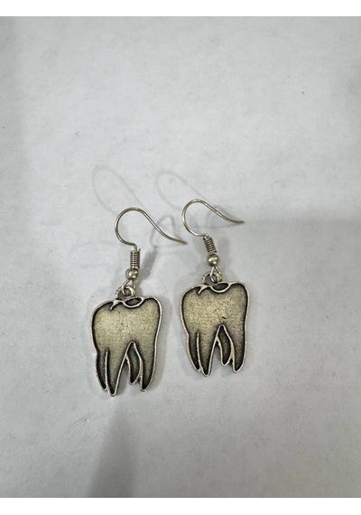Tooth Charm Diş Figürlü Gümüş Renk Unisex Sallantılı Küpe Çok Renkli