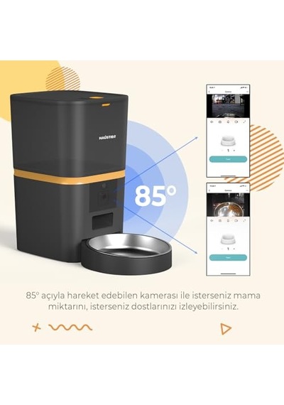 Qq005 Gece Görüşlü 480p Kameralı, Akıllı Otomatik Kedi Mama Kabı, Tuya App-wifi Uzaktan Kontrol, Sesle Çağırm