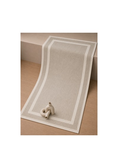 Modern Bej Çerçeveli Sisal Dokulu Salon Ve Oturma Odası Halısı