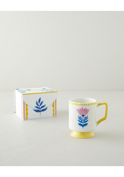 English Home Gifty Flower New Bone China Kupa 310 Ml Pembe-sarı-mavi Pembe-sarı-mavi