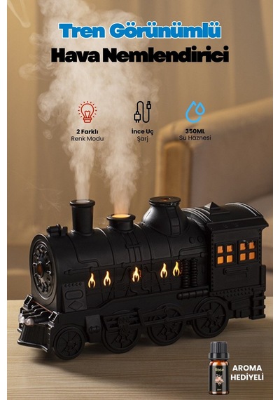 Hava Nemlendirici Tren Görünümlü Gece Lambası Koku Dağıtıcı Relax Aromaterapi Difüzör