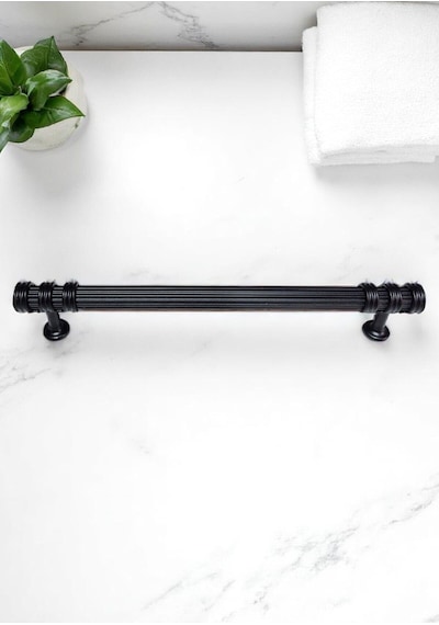 Nesli Alüminyum Metal Lüks Modern Mobilya Çekmece Mutfak Dolabı Kulpu Siyah 192mm 5 Adet Siyah