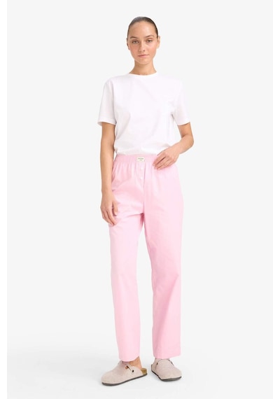 Defacto Regular Fit Uzun Poplin Pijama Altı F9835ax25aupn186 Pembe-pn186