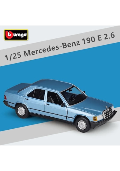 Bburago 1:24 Mercedes-benz 190e Alaşım Spor Araba Modeli Diecast Metal Retro Blue