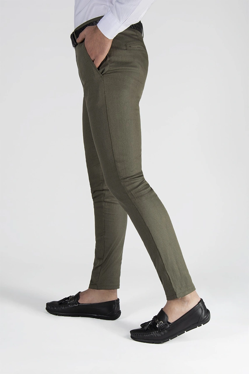 Veaven Erkek Haki Slim Fit Petekli İtalyan Kesim Keten Pantolon Çok Renkli27