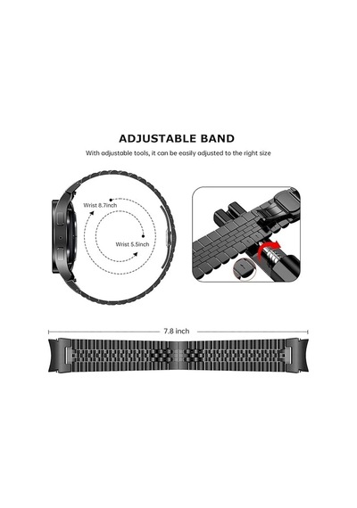 Uyumlu Mi Kordon 22mm Metal Kordon 36 Gümüş-siyah