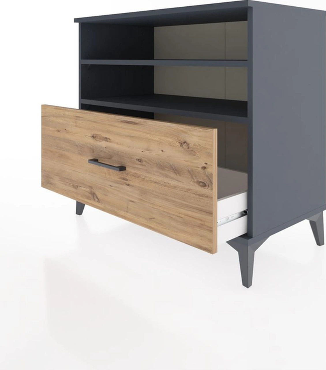 Hyperion Şifonyer 2 Raflı Tek Çekmeceli 88x44x80 Antrasit-çam Antrasit