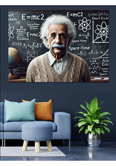 Grafiti Einstein Portresi Dekoratif Kanvas - Mdf Ahşap Tablo