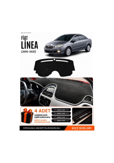 Fıat Linea Urban 2015-2021 Uyumlu Torpido Örtüsü, Torpido Kılıfı - Siyah Gri