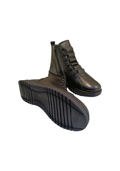 Voog 23662 Kadın Deri Casual Comfort Bot Siyah
