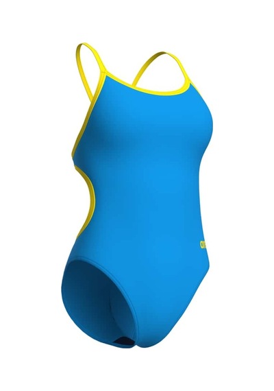 Arena Women's Swımsuıt Lace Back Solıd Turquoıse-yellow Star Çok Renkli Çok Renkli