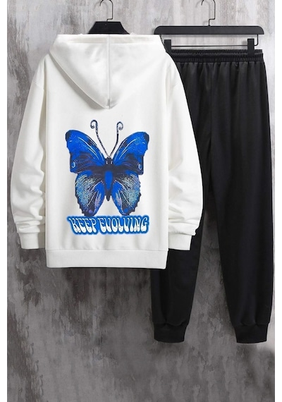Uyguntarz Unisex Butterfly Eşofman Takımı Beyaz