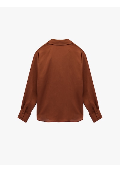 Koton Regular Fit Uzun Kollu Klasik Yaka Saten Gömlek Kahverengi 6sak60125pw Kahve