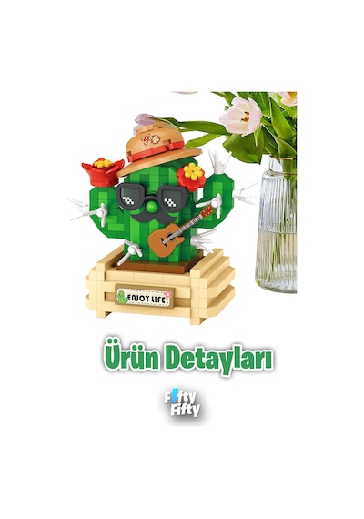 Loz Micro Block Serisi Sevimli Kaktüs 380 Parça Oyuncak Yapım Seti Fflz-8833