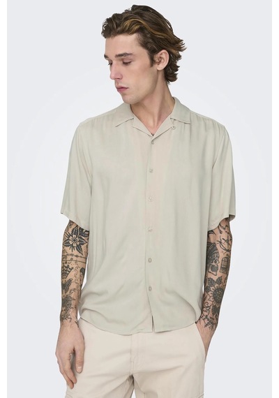 Only & Sons Onsdash Lıfe Reg Vısc Res Ss Shırt Erkek Gömlek 22024164 Bej