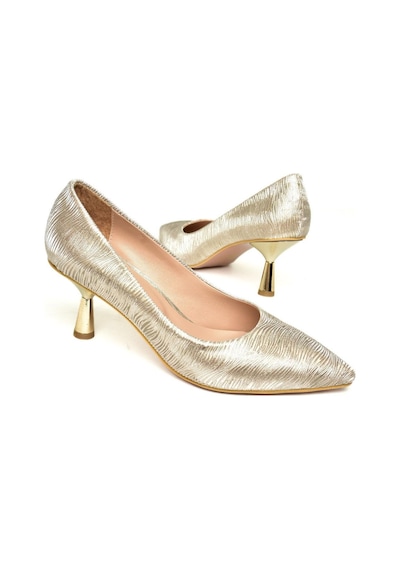 Fox Shoes U676034014 Altın Sim Alçak Topuklu Kadın Ayakkabı Altın