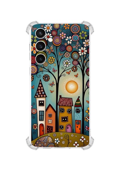 Printify Samsung Galaxy S23 Fe İle Uyumlu Düşlerin Dansı Serisi Gece Senfonisi Tasarımlı Uv Baskılı Köşe Korumalı Antişok Kılıf Şeffaf