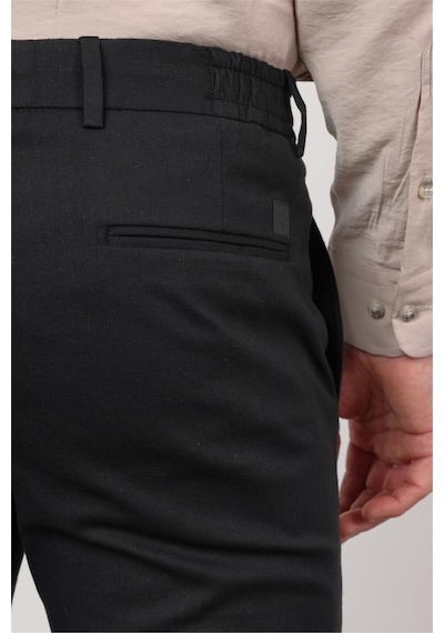 İmza Siyah Yan Cep Keten Slim Fit Keten Karışımlı Jogger Pantolon 1003260169