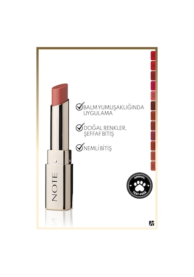 Note Cosmetique Iconic Sheer Lipstick Nemlendirici Parlak Ruj 206 Independent - Nude