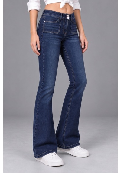 Cedy Denim Cedy Denım Kadın Çift Düğmeli Düşük Bel Bootcut Kalıp Likralı Jean Pantolon Özel Tasarım Cepli C650 Lacivert Cedy Denim Cedy Denım Kadın Çift Düğmeli Düşük Bel Bootcut Kalıp Likralı Jean Pantolon Özel Tasarım Cepli C650 Lacivert
