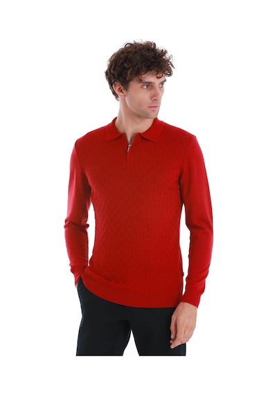 Hatemoğlu Kırmızı Regular Fit Jakarlı Polo Yaka Yünlü Triko Kazak 34202023a003 017 Kırmızı Hatemoğlu Kırmızı Regular Fit Jakarlı Polo Yaka Yünlü Triko Kazak 34202023a003 017 Kırmızı