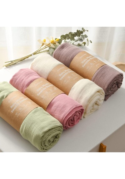 Muslin Kundak Bezi 4'lü Set Ultra Yumuşak ve Nefes Alabilir Pamuk 120x120 CM Yeşil
