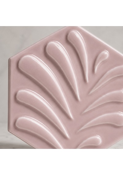 Armada Çini 15x17 Cm Yapraklı Açık Pembe Altıgen Çini Seramik