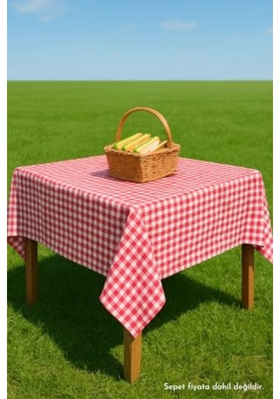 5li Piknik Seti, Piknik Masa Örtüsü 145x145cm Ve 4 Piknik Peçetesi 36x36cm Açık Bakır