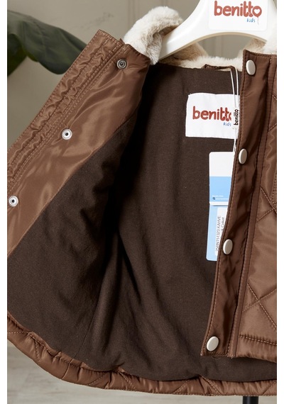 Benitto Kids Benittokids Erkek Bebek Çocuk Kulaklı Kapüşonlu Mont 51323 Kahve