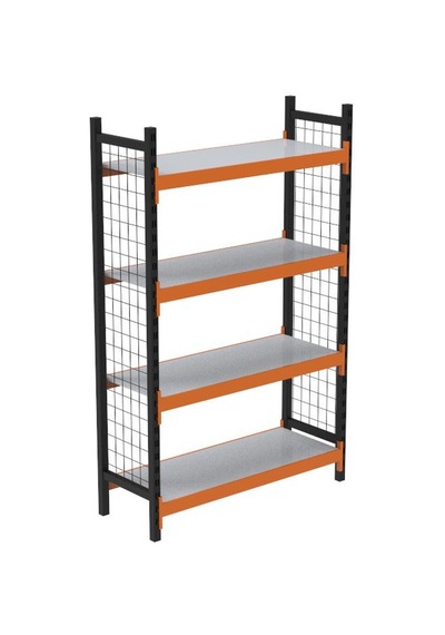 4 Katlı Dekoratif Midi Rack - Ekonomik Depo,arşiv, Kiler Rafı Siyah-turuncu-35x90 Cm-100 Cm Çok Renkli