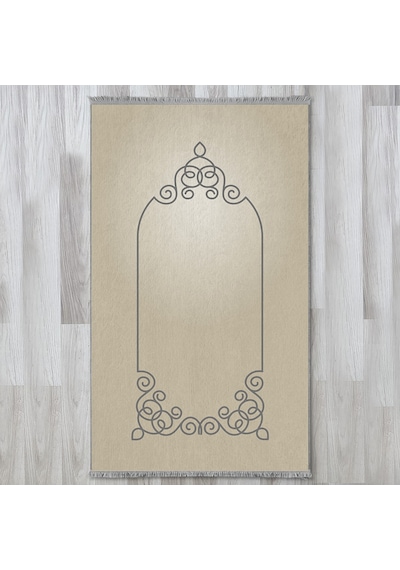 Evaşk Namazlık Dokuma Halı Kaymaz Muslumana Seccade 80 x 130 BEJ EVAŞK413D66