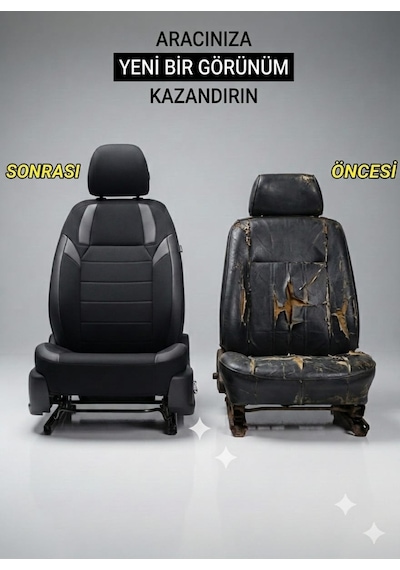 Monza Siyah Serisi Üniversal Oto Koltuk Kılıfı Ön Arka Koltuk Tam Set