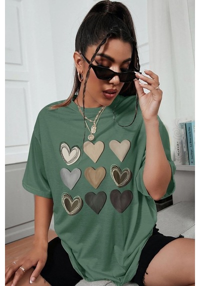 Startmore Love Yourself Garalio Baskılı T-shirt Yeşil