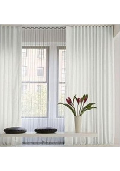 Taç Saten Güneşlik Perde -beyaz En:280 Cm- Pencere Yatay Ölçüsü Beyaz