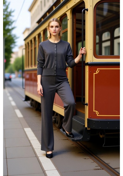 Benerly Kadın Alt Üst Wardrobe Essentials Merserize Görünümlü Triko Hırka Antrasit Benerly Kadın Alt Üst Wardrobe Essentials Merserize Görünümlü Triko Hırka Antrasit