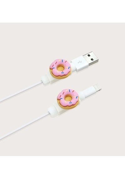 Koyu Pembe Donut Kablo Koruyucu