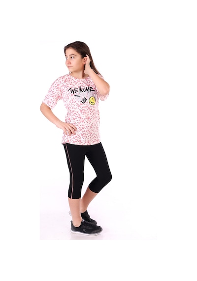 Toontoy Kids Toontoy Kız Çocuk Happiness Baskılı Kaprili Takım Gül Kurusu