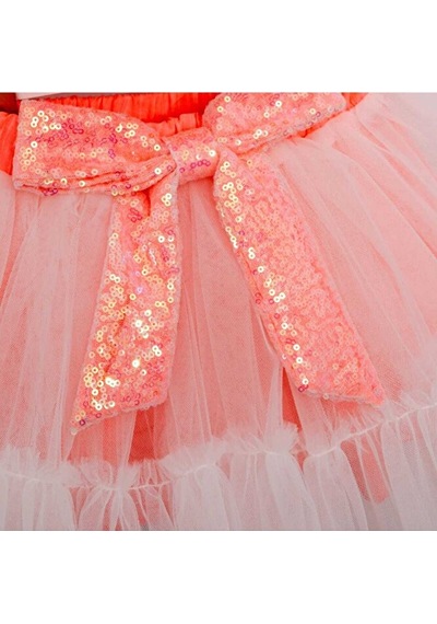Ministok Mirella Payetli Crop Ve Tütü Etekli İkili Kız Çocuk Takım Pembe