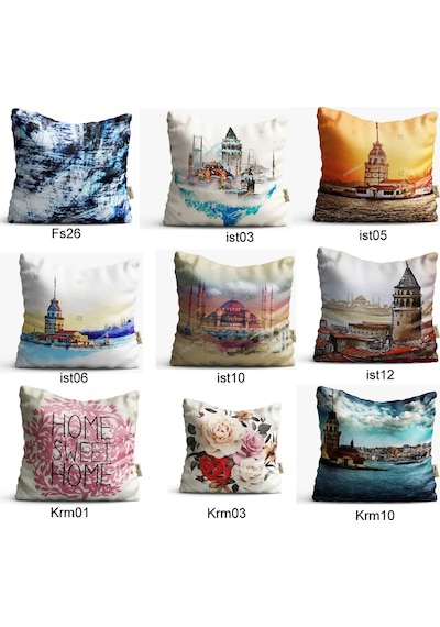 Kırlent Kılıfı 42X42Cm Dekoratif Kırlent Yastık Kılıfı Desenli