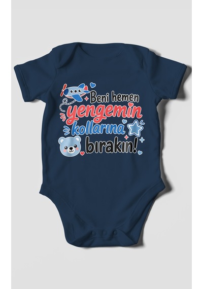 Morivokids Yengeye Özel Kısa Kollu Bebek Body %100 Pamuk Zbn150-kk Lacivert