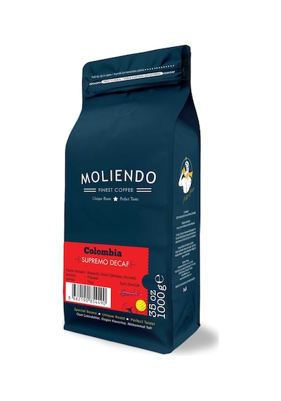 Moliendo Colombia Supremo Decaf Kafeinsiz Çekirdek Yöresel Kahve 1 KG