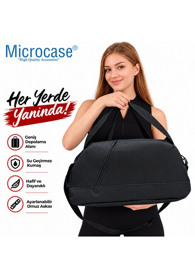 Microcase Unisex 2 Gözlü Geniş Hacimli Orta Boy Seyahat Fitness Ve Spor Çantası Al7040 Siyah