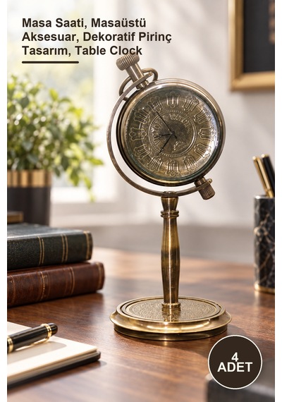4 Adet Pirinç Masa Üstü Saat Masa Saati, Masaüstü Aksesuar, Dekoratif Pirinç Tasarım, Table Clock Diğer