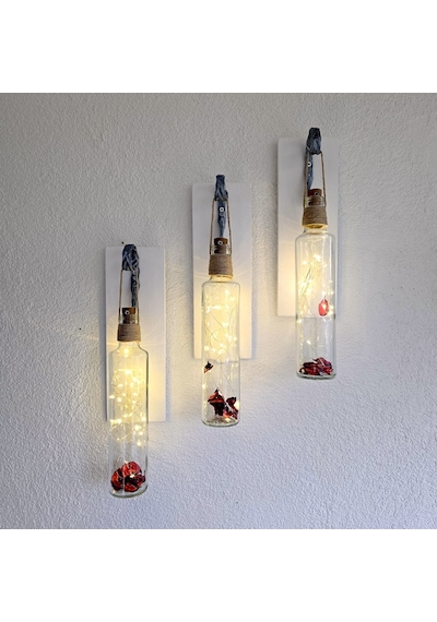 Led Işıklı, Beyaz Renkli Duvar Dekor, Üçlü Set